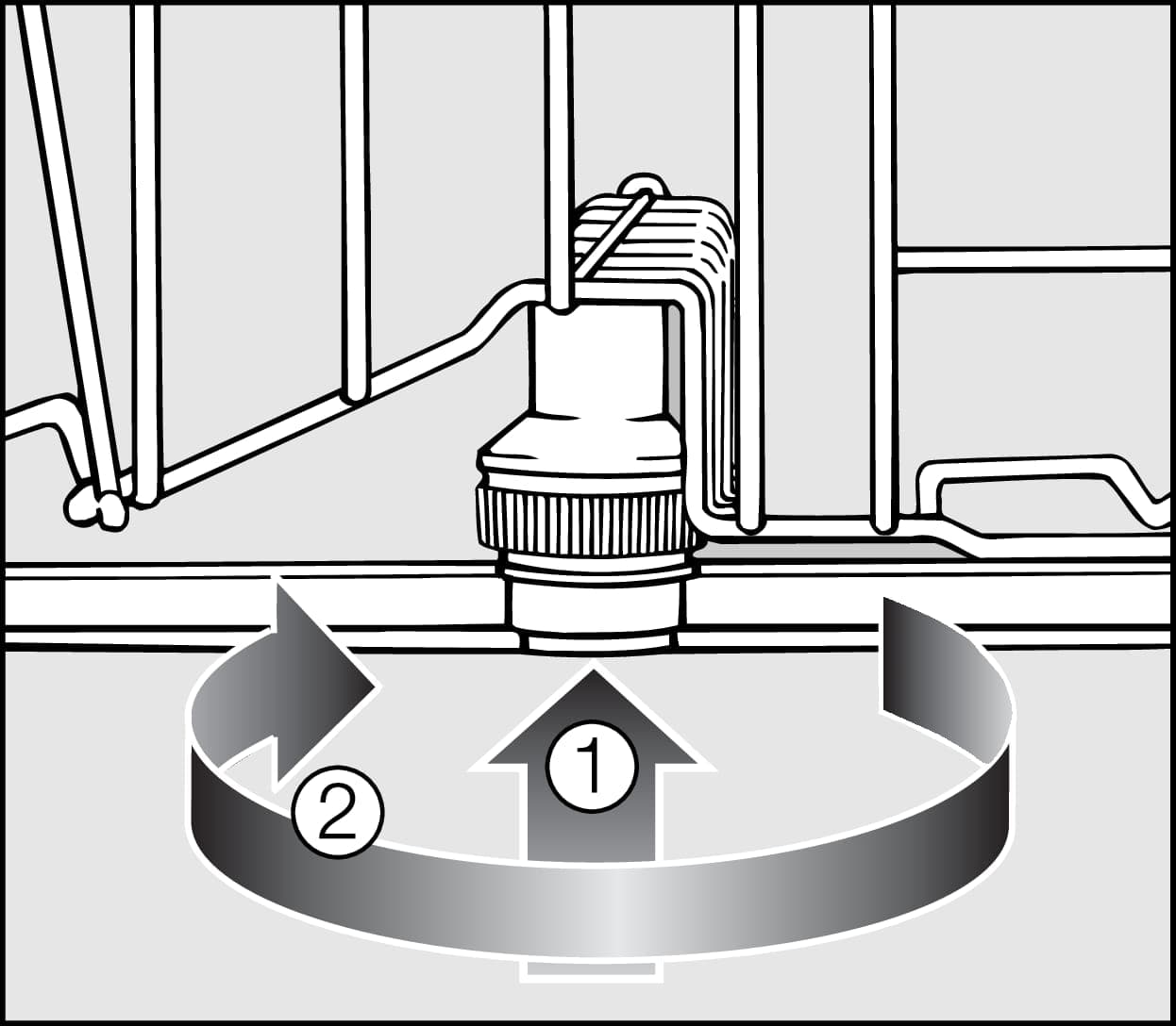 Ostřikovací rameno (uprostřed) – obrázek